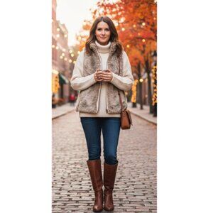 🌸GAP Furry Vest Zip Up Size Small🌸